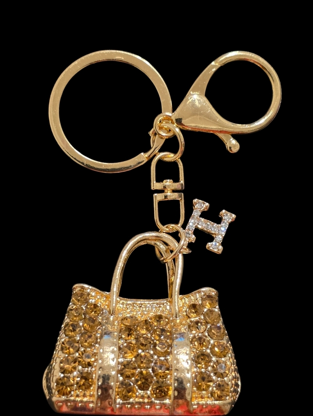 Gold Crystal Handbag Bag Charm Keychain